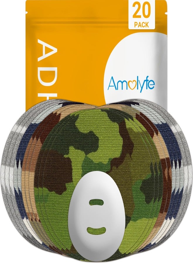 Amolyfe Dexcom G7 & Stelo Overpatches, Amolyfe 20-Pack Waterproof Dexcom G7 Adhesive Patches, with Newly Designed Reusable Hard Cap for Bump-Proof Durability, Breathable, Long-Lasting, Hypoallergenic (Camo) - Image 1